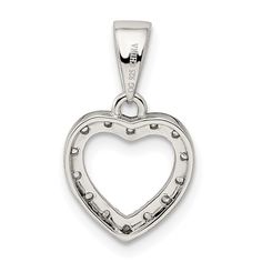 Sterling Silver Rhodium-plated CZ Heart Shape PendantSterling, at over 92% silver, is quite pure. Perhaps this metals most remarkable attribute is the way it ages. Silver patinas so beautifully that designers often exaggerate the quality, incorporating recesses protected from the natural polishing of everyday wear and even pre-oxidizing the surface.Designed with YOU in mind: Using our years of experience providing the top quality jewelry through our stores in Northern Florida, we have created a Silver Heart Necklace With Diamond Accents For Wedding, Silver Heart Necklace With Cubic Zirconia, Silver Cubic Zirconia Round Heart Necklace, Silver Cubic Zirconia Heart Necklace, Silver Heart Cut Jewelry For Mother's Day, Valentine's Day Silver Formal Jewelry, Classic Silver Heart Necklace With Cubic Zirconia, Silver Heart Pendant With Diamond Accents, Classic Silver Cubic Zirconia Heart Necklace