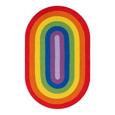 a rainbow rug with the letter o on it