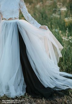 "New 2021 amazing bridal collection in boho style, most trendy and popular simple but so stylish dresses and separates. This dresses are simply perfection. SEPARATE LACE TOP you can order here - https://www.etsy.com/StylishBrideAccs/listing/723915330/sophia-open-back-lace-top-backless \"Sophia Lace Top\" This gorgeous lace top with long sleeves and so stylish open back. Gorgeous French lace and thick front lining made of Italian silk satin. So gentle rustic wedding gown. White or ivory lace can Bohemian Long Lehenga For Wedding, Bohemian Style Wedding Lehenga, Bohemian Lehenga For Wedding, Black Long Skirt For Wedding, Black Flowy Skirt For Wedding, Bohemian Long Skirt For Wedding, Flowy Black Skirt For Wedding, Elegant Wedding Lehenga With Flowy Skirt, White Bohemian Wedding Skirt