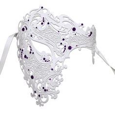 WHITE Series Signature Phantom Of The Opera Half Face Mask - Luxury Mask - 4 White Venetian Mask, Elegant White Masquerade Mask For Mardi Gras, Elegant White Eye Mask, Elegant White Masquerade Mask For Carnival, White Mardi Gras Masks And Prosthetics, White Venetian Masquerade Mask As Gift, White Venetian Masquerade Mask For Wedding, White Venetian Masquerade Mask For Gift, White Eye Mask For Masquerade