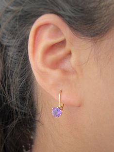 Amethyst gemstone dangling earring in yellow gold, February birthstone, purple gemstone earrings, gift for her, gift for mom, Christmas gift, earrings for girlfriend, dangling amethyst, wife gift, earrings wife 14K Gold Fill Lever-Back Earrings With amethyst stone perfect for everyday wear or special occasions, this pair of earrings are delicate, versatile and simply beautiful. Using lever back, this earrings are 100% handmade, made to order with unique perfection. 14K Gold Fill Lever-Back Earri Dainty Gemstone Hoop Earrings As Gift, Purple Cubic Zirconia Jewelry For Gifts, Gift Purple Cubic Zirconia Jewelry, Crystal Earrings For May Birthstone Gift, Fine Jewelry Crystal Earrings For Gift, Drop Earrings With Prong Setting As Gift, Hoop Earrings With Prong Setting For Gifts, Gift Crystal Earrings With Cubic Zirconia, Cubic Zirconia Crystal Earrings For Gift