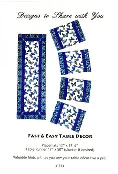 Fast and Easy Table Décor Easy Table Decor, Easy Placemats, Quilted Placemat Patterns, Quilted Table Runners Christmas, Easy Table, Kitchen Placemats, Quilted Table Runners Patterns, Place Mats Quilted, Placemats Patterns