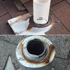 two pictures showing the different parts of a fire hydrant that have been repaired and replaced