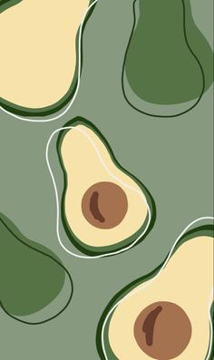 an avocado pattern is shown in green and beige colors, with brown spots on the top