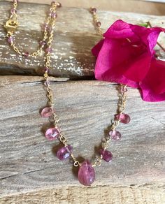 "Gold filled 18\" necklace with faceted pink tourmaline gemstone" Gold Handmade Necklace, Pink Tourmaline Necklace, Pink Tourmaline Jewelry, Pink Stone Necklace, Handmade Gold Necklace, Necklace Inspiration, Bar Jewelry, Tourmaline Jewelry, Goddess Of Love