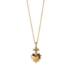 Diamond Cross Heart 18K Gold Mini Pendant Necklace Cross Heart, Beaded Edge, Diamond Cross, Mini Heart, Jewelry Business, Dream Jewelry, Gold Heart, Mini Pendant, Heart Of Gold