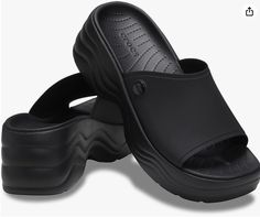 *NEW June 2023 Crocs Women's Skyline Slides Sandal #paidlink Crocs Flats, Crocs Slides, Outdoor Sandals, Before Midnight, Women's Crocs, Platform Heels Chunky, Shoe Design