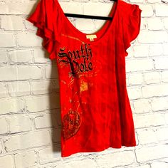 South Pole Red Ruffle Sleeves, & Gold T-Shirt South Pole Shirt, South Pole Clothing, Zebra Print Shirt, Red Ruffle Top, Summer Thrift, Sublimation Ideas Projects, Sublimation Ideas Projects Inspiration, What I Want For Christmas, Wardrobe Clothes