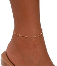 Rose Gold Jewelry With Tiny Beads, Gold Anklets With Pearl Charm As Gift, Gold Anklets With Pearl Charm For Gift, Gift Anklets With Tiny Beads, Elegant Summer Anklets, Dainty Gold Anklets With Pearl Chain, Elegant Pearl Chain Anklet For Party, Pearl Chain Anklet For Party, Elegant Party Anklets