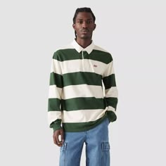 Levi's® Men's Rugby Relaxed Fit Long Sleeve Polo Shirt - Python Green S : Target Long Sleeve Cotton Polo Shirt For College, Cotton Long Sleeve Polo Shirt For College, Rugby Shirt Outfit, Casual Old Money, Long Sleeve Rugby Shirts, Graphic Long Sleeve Shirts, Big Men Fashion, Polo Rugby Shirt, Jersey Outfit