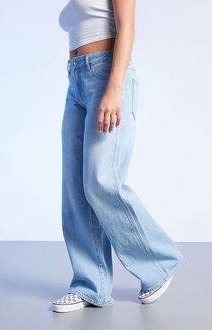 PacSun denim is back with a classic this season — the Eco Light Blue Low Rise Baggy Jeans! These super cute Y2K-inspired jeans sit low on the waist and feature an ultra-slouchy relaxed leg, a light blue wash, and a comfy baggy fit.

Learn more about PacSun eco items Trendy Medium Wash Rigid Denim Flare Jeans, Everyday High Rise Denim Blue Flare Jeans, Everyday Medium Wash Flare Jeans With Frayed Hem, Trendy Medium Wash Cropped Denim Jeans, Mid-rise Medium Wash Flare Jeans For Everyday, Trendy High Rise Flare Jeans For Everyday, Everyday Light Wash Flare Jeans With Frayed Hem, Everyday Medium Wash Full-length Flare Jeans, Everyday Denim Blue Flare Jeans