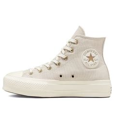 (WMNS) Converse Chuck Taylor All Star Lift Platform High 'Golden Elements' A02205C (SNKR/Casual/Women's/High Top) Jojo Christmas, Converse Shoes Women, High Top Platform Converse, Cute Converse Shoes, Cream Converse, Color Converse, Cute Converse, Chuck Taylor All Star Lift, Preppy Shoes