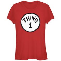 Get the perfect balance of fun and comfort with this Juniors' Dr. Seuss Thing 1 Fitted Graphic Tee. FEATURES Crewneck Short sleevesFABRIC & CARE Cotton, polyester Machine wash Imported Size: Medium. Color: Red. Gender: female. Age Group: kids. Dr Seuss, Thing 1 Thing 2, Gender Female, Graphic Tee, Age Group, Graphic Tees, Short Sleeves, Thing 1, Tops & Tees