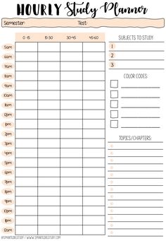 a printable study planner with the text, nouriy study planner on it