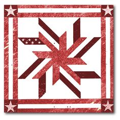 a red and white square with stars on it