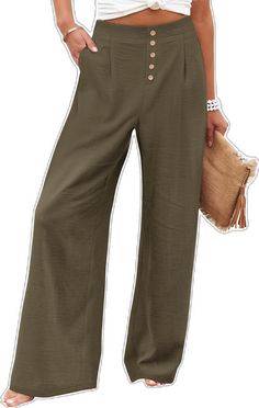 High Waist Solid Color Khaki Pants, High Waist Solid Khaki Pants, Baggy High-waisted Solid Color Pants, Non-stretch Khaki Cargo Pants, High-waisted Solid Khaki Pants, Khaki Ankle-length Pants, Khaki High-waist Relaxed Fit Pants, High Waist Relaxed Fit Khaki Pants, High Waist Khaki Bottoms Solid Color