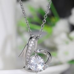 Hollow 925 Sterling Silver Plated Cz Heart Necklace For Women, Marr9004 Necklace Length: 18 Inch Metal: 925 Sterling Silver Plated Over High Quality Brass Stone: Cubic Zirconia Ia High Quality Material Hand Crafted With Love And Care Perfect For Gift, Holiday, Christmas, Birthday, Vacation, Mother's Day, Valentine's Day, Wedding, Engagement , Bridal, Promise, Anniversary, Party Please Feel Free To Message Me If You Have Any Questions. Thank You For Shopping With Us! Elegant Heart Necklace With Sparkling Stones For Gift, Elegant Heart Necklace With Birthstone In Cubic Zirconia, Elegant Heart Necklace With Birthstone And Cubic Zirconia, Elegant Cubic Zirconia Heart Necklace With Birthstone, Formal Heart Necklace In Cubic Zirconia, Elegant Crystal Heart Necklace For Anniversary, Mother's Day Silver Crystal Heart Necklace, Silver Necklace With Heart Charm In Cubic Zirconia, Silver Necklaces With Heart Charm In Cubic Zirconia