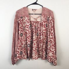 Aside From Just Being Absolutely Gorgeous, This Free People Cardigan Is So Versatile! My Favorite Way I've Seen It Worn Is As A Billowy Swimsuit Cover Up. The Red & Cream Mixed Print Is Beautiful And The Beaded Tie At The Neck Adds A Nice Little Boho Touch. New Without Tags. Size M. Beach Cardigan, Free People Cardigan, Red Beach, Free People Jacket, Red Boho, Swimsuit Cover, Mixing Prints, Free People, Cover Up