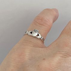 Sterling Silver Small Love and Loyalty Ring, Claddagh Silver Rings, Irish Ring, Heart Rings, 925 Stamped  Height: 6 mm Material: 925 Sterling Silver Viking Rings, Irish Ring, Irish Ring Claddagh, Irish Rings, Love And Loyalty, Irish Claddagh, Friendship Ring, Heart Rings, Claddagh Ring