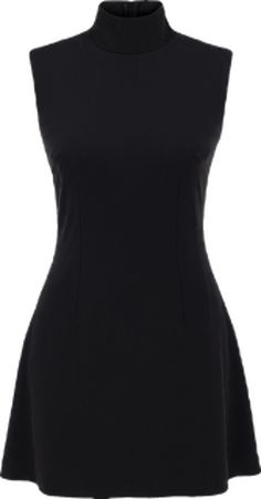 Elegant High Neck Mini Dress With Back Zipper, Chic High Neck Mini Dress For Work, Sleeveless Mini Dress With Flattering Silhouette For Formal Events, Chic Stretch A-line Sleeveless Dress, Elegant High Neck Sleeveless Dress For Date Night, Chic High Neck Mini Dress With Back Zipper, Chic High Neck Mini Dress, Chic High Neck Sleeveless Dress For Work, Chic Sleeveless High Neck Dress For Work