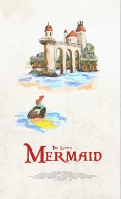 the little mermaid movie poster with an image of a castle in the middle of water