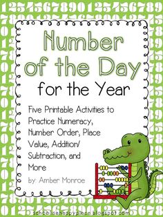 a green and white book cover with the words number of the day for the year