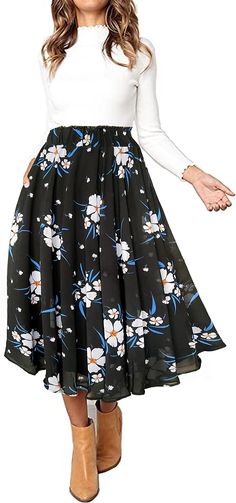 PRICES MAY VARY. 100% Polyester Imported Elastic closure Machine Wash Thoughtful lining design,Fully Lined to the bottom of the bohemian style, midi skirt,Not see-through and Elastic not Tight or Scratchy,No matter what your figure is, there is enough stretch in the waist to easily put on and take off. This  Boho Floral Print midi length has a soft and breathable fabric,and Fluttering with the wind when walking, will make you more attractive and charming. Occasions:The Stretchy High waisted skir Spring Pleated Maxi Skirt For The Beach, Bohemian Midi-length Flowy Maxi Skirt, Flowy Gathered Skirt For Vacation, Flowy Floral Print Beach Skirt, Floral Print Midi Skirt For Beach, Beach Floral Print Midi Skirt, Flowy Beach Maxi Skirt With Lining, Flowy Lined Beach Skirt, Flowy Lined Maxi Skirt For Beach