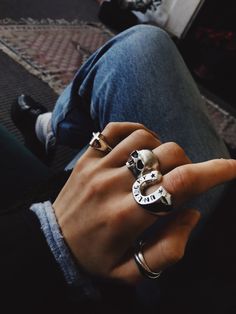 This is the Goodbye Geezer, a skull ring designed to slot perfectly on top of your Golden Geezer or to be worn by itself. Made with 100% recycled hallmarked 925 sterling silver. Rat Betty, Thick Ring, Nail Jewelry, Skull Jewelry, A Skull, Ring Sizer, Skull Ring, Ring Designs, Sterling Silver Rings