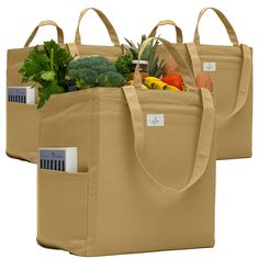 PRICES MAY VARY. Cotton Imported Made To Last - Our reusable grocery bag is crafted from 100% natural unbleached cotton canvas, featuring a robust 12oz weight and reinforced by double-stitched seams, ensuring it's not only durable but also an eco-conscious choice for everyone. Perfectly Spacious - This shopping bag measures 15" x 15" x 10", providing ample space for your groceries. It features 7 compartments and 2 side pockets, offering a place for everything and making shopping more organized a Eco-friendly Reusable Canvas Grocery Bag, Eco-friendly Recyclable Grocery Bag, Reusable Tote Bags For Grocery Shopping, Eco-friendly Shopping Bag With Pockets, Reusable Grocery Tote Canvas Bag, Reusable Tote Canvas Bag For Groceries, Eco-friendly Tote Bags For Grocery Shopping, Eco-friendly Tote Bags For Grocery, Eco-friendly Rectangular Grocery Shopping Bag