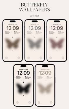 the butterfly wallpapers are displayed in four different colors and sizes, including one for each