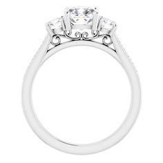 This timeless ring features 1/5 ctw. of dazzling diamonds that adorn the band. A 0.25 ct. or larger oval, asscher, pear, cushion, emerald, square, heart or round shape stone can be set with this ring. Classic Rings With Accent Stones Round Band, White Asscher Cut Diamond Ring For Promise, White Asscher Cut Diamond Promise Ring, Diamond White Emerald Ring For Anniversary With Asscher Cut, Classic Diamond Emerald Ring With Round Band, Timeless White Emerald Ring With Brilliant Cut, Classic Emerald Ring With Diamond Round Band, Fine Jewelry Diamond Ring With Asscher Cut Accent Stones, Fine Jewelry Asscher Cut Diamond Ring With Accent Stones