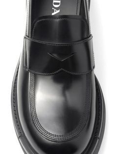 Prada penny-slot Leather Loafers - Farfetch Aviator Watch, Balenciaga Track, Leather Dress Shoes, Tom Dixon, Balenciaga Triple S, Custom Watch, Summer Beach Wear, Derby Shoes, Espadrille Shoes