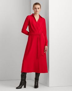 crepe, folds, belt, solid color, v-neck, long sleeves, buttoned cuffs, zipper closure, unlined, large sized , Color: Red , Size: 2 Elegant Long Sleeve Midi Dress With Belted Cuffs, Chic Long Sleeve Belted Knee-length Dress, Chic Belted Long Sleeve Knee-length Dress, Chic Long Sleeve Belted Dress For Fall, Belted Long Sleeve Midi Dress For Fall, Fall Midi Length Belted Long Sleeve Dress, Long Sleeve Dresses With Belted Cuffs, Elegant Long Sleeve Belted Midi Dress, Elegant Fall Dresses With Belted Cuffs