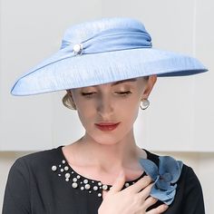 Category:Headwear; Embellishment:Beading,Cap,Pure Color; Gender:Women's; Tips:Size adjustable; Quantity:1PC; Theme:Fashion,Vintage Theme; Diameter:36; Style:British,Lady; Hats Category:Bowler / Cloche Hat,Cloche Hat,Sun Hat; Occasion:Holiday,Casual; Material:Polyester / Cotton Blend,synthetic fibre; Pendant Material:Others; Width:80; Head Circumference:53-57; Front page:WE; Shipping Weight:0.016; Listing Date:05/08/2023 Blue Curved Brim Hat For Formal Occasions, Adjustable Blue Hats For Evening, Evening Hat With Short Brim, One Size Fits Most, Elegant Blue Brimmed Hat, Blue Brimmed Evening Hats, British Lady, Fascinators Hats, 1940s Hats, Tea Hats