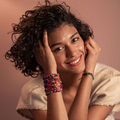 These bracelets and necklaces were handmade with LOVE in Guerrero and Puebla, Mexico by women artisans from the co-op Flor de Mexico, led by Araceli Flores. The motto behind Flor de Mexico is ‘History Made by Women’—LOVE! The majority of the palm used in these bracelets is collected from communities nestled in the mountains near Atlixtac, Zapotitlan Tablas, Ahuacoutzingo and Copanatoyac. The beads are handcrafted and dyed over 3-5 days in Guerrero and then passed off to the artisans in Puebla wh Bracelets And Necklaces, Women Artisans, Handmade With Love, The Palm, In The Mountains, Bracelet Necklace, Necklaces Bracelets, With Love, Crochet Earrings