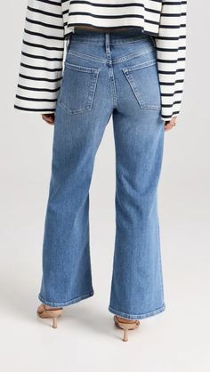 FRAME Petite Le Pixie Slim Palazzo Jeans | Shopbop Classic Fitted Bottoms With Frayed Hem, Versatile Stretch Jeans With Cropped Leg, Stretch High-rise Flare Jeans With Button Closure, Modern Stretch Denim Blue Bottoms, Stretch Medium Wash Bottoms For Work, Fitted High Rise Cotton Jeans, Stretch Cotton Bottoms With Button Zip Fly, Mid-rise Rigid Denim Flare Jeans For Work, Fitted Mid-rise Flare Jeans With Button Closure