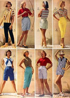 1950s shorts and capris, 1958 Moda Z Lat 70., Mode Over 50, 40s Mode, 1950s Shorts, Look Disco, Bye Bye Birdie, 50s Outfits