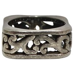 Check out this item from 1stdibs! 1970s Silver Engraved Ring: https://www.1stdibs.com/id-v_20385712 Ornate Engraved Ring For Formal Occasions, Antique Silver Engraved Ring, Vintage Carved White Gold Jewelry, Luxury Silver Rings With Etched Details, Ornate White Gold Engraved Rings, Vintage Silver Carved Jewelry, Antique Silver Engraved Open Ring, Vintage Carved Silver Jewelry, Vintage Silver Filigree Ring