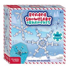 Spark holiday magic with the Creativity for Kids Beaded Snowflake Ornaments Kit. Spark holiday magic with the Creativity for Kids Beaded Snowflake Ornaments Kit. FEATURES Create 4 sparkling snowflakes for magical holiday décor Easy-to-follow instructions make it fun for kids, families, or classrooms Hang them on the tree or in a sunny window for year-round sparkle All materials included—snowflake forms, beads, ribbons, and gift envelopes Perfect for solo or group crafting, boosting creativity and fine motor skillsWHAT'S INCLUDED 4 wire snowflake forms, 4 printed gift evelopes, assorted beads, glue, hanging ribbon, bead trayDETAILS Age: 8 years & up Assembly required Spot clean 9.75 x 9.75 x 2 inches 50% plastic, 30% paper, 10% metal, 10% polyester 6366000 Imported Manufacturer's 30-day lim Diy Snowflake Ornaments, Wire Snowflake, Snowflake Ornaments Diy, Diy Snowflake, Beaded Snowflakes Ornament, Beaded Snowflake, Sunny Window, Beaded Snowflakes, Bead Organization