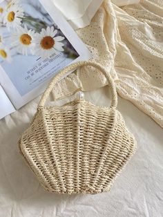 Elena Handbags Summer Straw Shell Shape Shoulder Purse Elegant Beige Beach Bag For Summer, Elegant Spring Beach Bag, Chic Beige Shoulder Bag For Picnic, Elegant White Summer Beach Bag, Elegant Beige Beach Bag, Elegant Beige Crochet Bag For Beach Season, Elegant White Beach Bag For Summer, Elegant Summer Beach Bag In Natural Color, Elegant Spring Natural Beach Bag