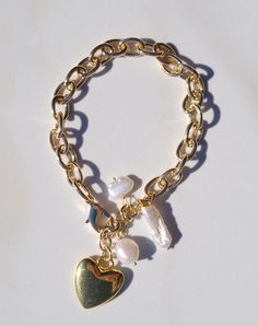 Heart Bracelet Luxury Heirloom Bracelet With Vintage Charm, Luxury Heirloom Style Bracelets With Vintage Charm, Only Hearts, Gold Link Chain, Gold Link, Vintage Heart, Heart Beads, Heart Bracelet, Gold Heart