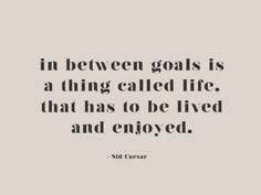 a quote that says, in between goals is a thing called life that has to be lived and enjoyed