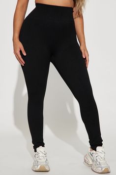 Available In Black, Charcoal, And Heather Grey. Seamless Legging Ribbed High Rise Wide Waistband Fleece Lined Stretch 94% Polyester 6% Spandex Imported | Francine Seamless Ribbed Legging in Black size S/M by Fashion Nova Seamless Leggings, Wide Waistband, Black Charcoal, Black Leggings, Fashion Nova, Black Fashion, Heather Grey, Tights, High Rise