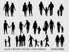 silhouettes of people holding hands with the words leave a review and get a free bundle sv