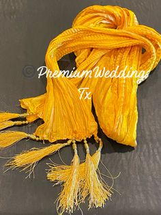 "NO RETURN - NO EXCHANGES - CANCEL ORDERS WITHIN 12 HOURS  BASED ON HEIGHT AND SIZE THE DUPATTA EITHER WILL BE SHORT OR LONG BUT THIS IS STANDARD MEN'S DUPATTA!  * Quantity: 1 Dupatta  * Dimension      * 80\" length without tassel with tassel 85\" approx  * Color -  Yellow With Gold  * Material:     - Silk    - Banarsi Zari * Can be worn by anyone for any occasion  * Can be paired up with sherwani's and kurtas * DRY CLEAN ONLY - STEAM OR LOW TEMPERATURE IRON ONLY  All items in the picture are ca Festive Gold Sherwani With Sheer Dupatta, Churidar With Sheer Dupatta For Festivals, Dabka Embellished Dupatta For Diwali, Diwali Dupatta With Dabka For Traditional Ceremonies, Dupatta With Dabka For Festivals And Traditional Ceremonies, Dabka Dupatta For Traditional Ceremonies And Festivals, Diwali Traditional Ceremony Dabka Dupatta, Traditional Dupatta With Dabka For Diwali, Traditional Churidar With Sheer Dupatta For Ceremonies