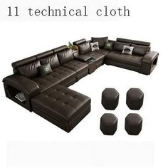 an image of a couch and ottomans with text that reads 11 technical cloth options