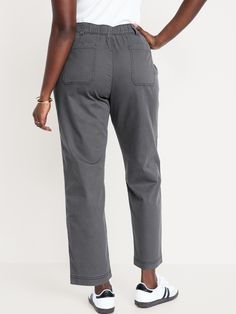 elasticized back waist button front belt loops zip fly diagonal front pockets back patch pockets sits at belly button relaxed hip and thigh straight leg hits at ankle 26" regular inseam 24" petite inseam 30" tall inseam models are approx.  5'9" and wear sizes s (4), l (12), and xl (18)machine wash according to the care instruction label Back Patch, Jack Black, Chinos Pants, Petite Size, Patch Pocket, New Product, Old Navy, Elastic Waist, Straight Leg