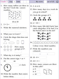 the worksheet is filled with different types of numbers and shapes to help students practice their math skills