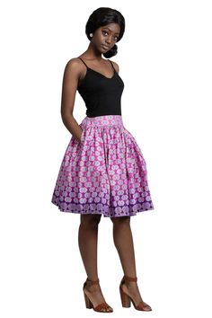 Our Ebele African print skirt is the perfect skirt of the spring and summer season. Light and airy two-tone knee-length pleated skirt. Pink to mauve. Made out of material mixed with cotton and polyester. It is uniquely soft, sexy and guaranteed to make you stand out on your next outing. Wear it with any top, crop top. Matching crop tops available in our store. Description: Zipper and clip on the back Knee to above knee length pleated skirt Fully lined Softly made with light and airy African- Ori Pink Flowy Pleated Skirt, Flowy Pink Pleated Skirt, Summer Pleated Knee-length Mini Skirt, Summer Knee-length Pleated Mini Skirt, Pink Pleated Knee-length Skirt, Pink Cotton Pleated Skirt For Spring, Purple Casual Pleated Skirt For Summer, Spring Pink Cotton Pleated Skirt, Purple Lined Skirt For Spring