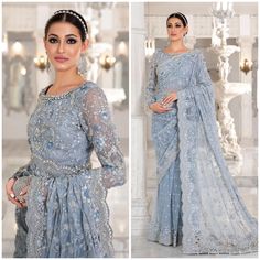 Introducing our Women's Premium Quality Pakistani Indian wedding bridal party dresses, perfect for mehndi, nikkah, engagement, reception, barat, walima, sangeet, mayu and everyday wear, available in all sizes, order now! a timeless piece crafted for those who appreciate classic style and superior craftsmanship. Inspired by the iconic design, these dress made in different style, lehenga, maxi, gown, sharara, saree, salwar kameez making it an essential addition to any wardrobe. Color:  Ice Blue Ma Eid Wedding Gown With Pallu, Unstitched Blue Sharara For Wedding, Blue Embroidered Salwar Kameez For Wedding, Blue Traditional Wear With Dabka Work For Wedding, Floor-length Saree With Dabka Work For Wedding, Elegant Blue Sharara For Wedding, Wedding Party Dress With Chikankari Embroidery, Party Wear Saree With Zari Work For Wedding, Elegant Saree With Dabka Work For Wedding